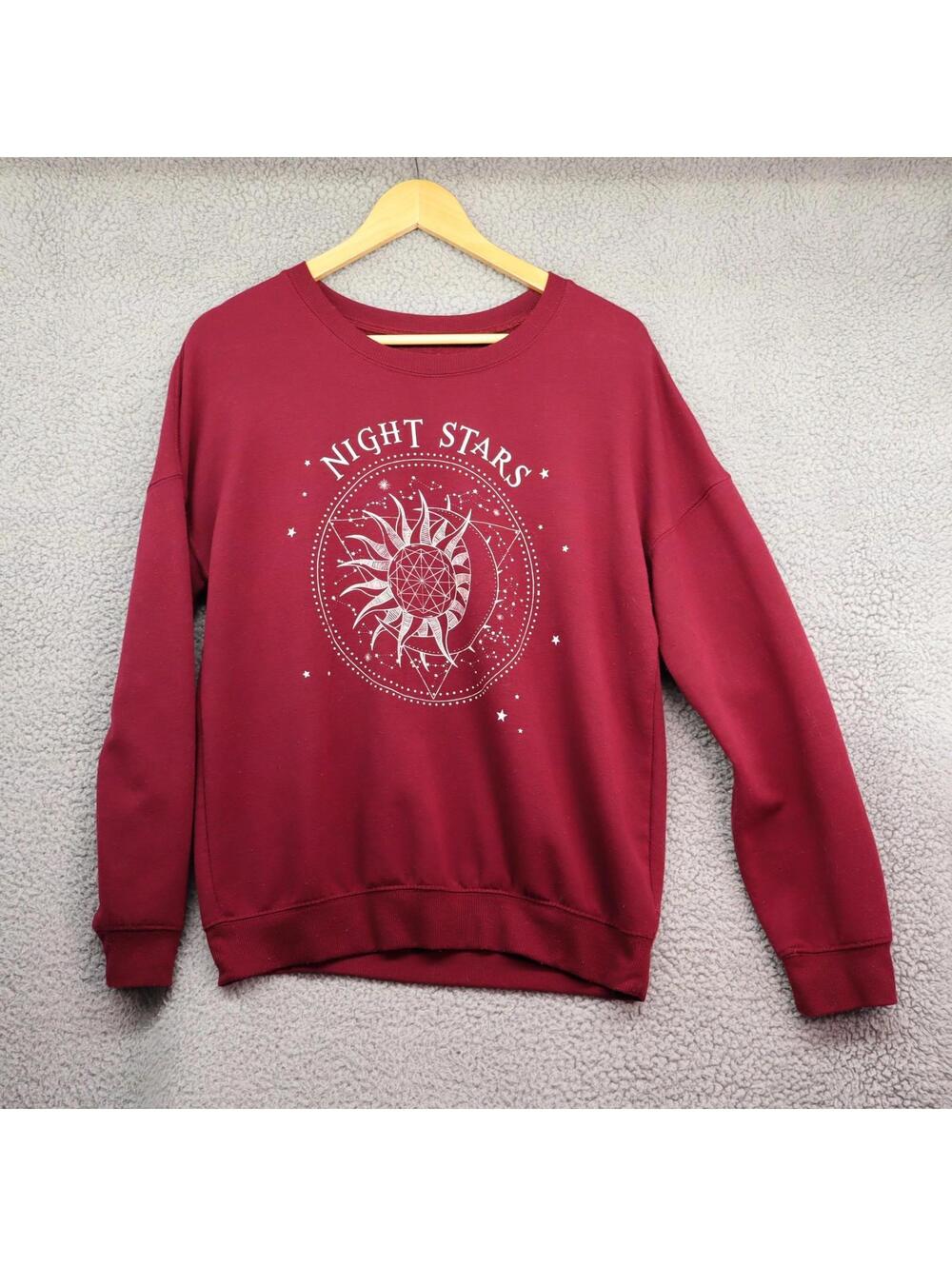 Cold Crush Medium Sweater Red Night Stars Astrology Witchy